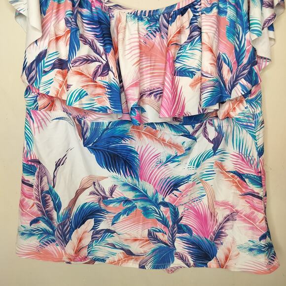 Raisins Curve Tankini Swim Top Floral Ruffled Soft Cup - Picture 3 of 10